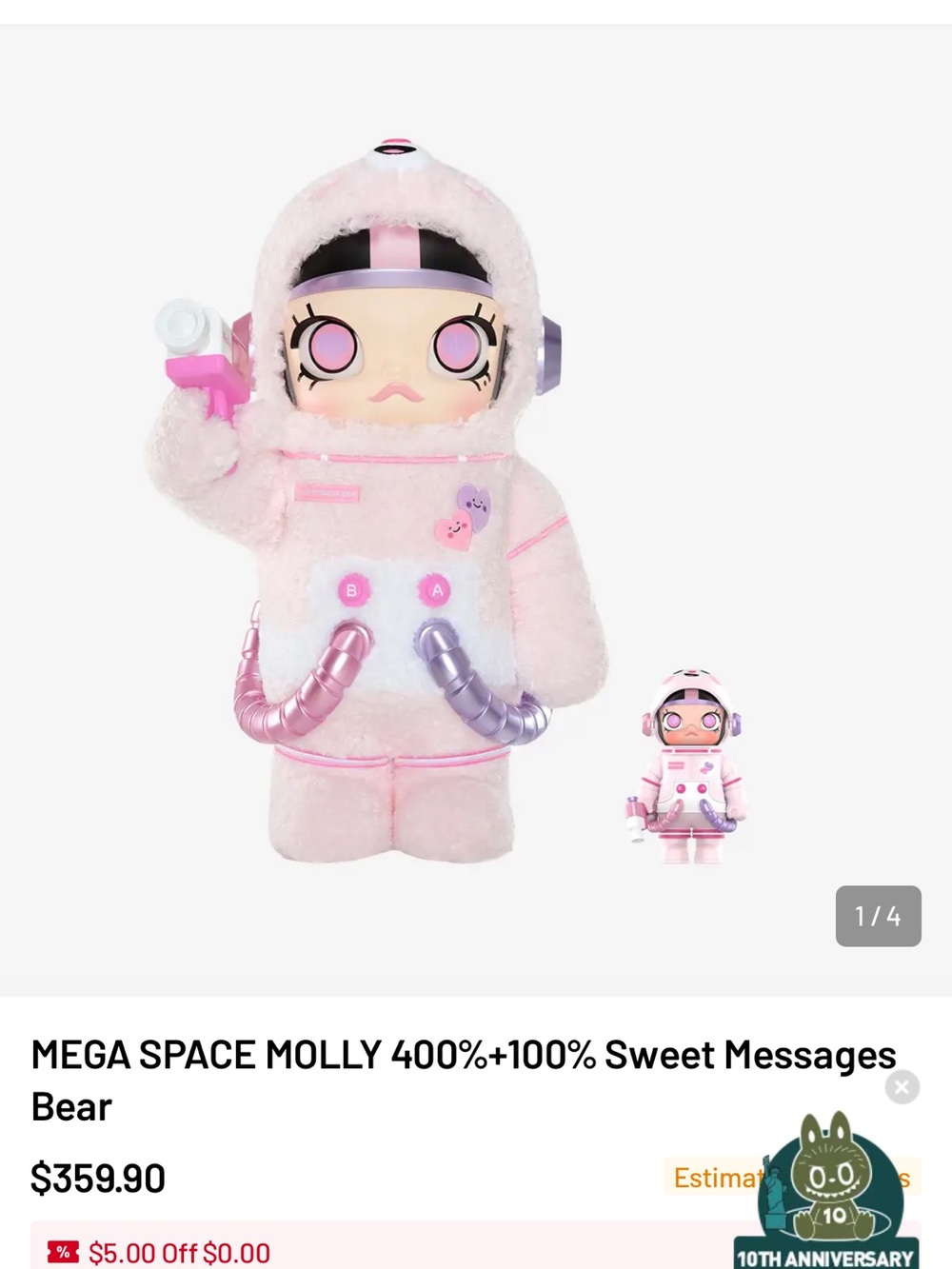 Space Molly Sweet Messages Bear Plush Pink Figure Set. Sealed Box - Picture 5 of 6